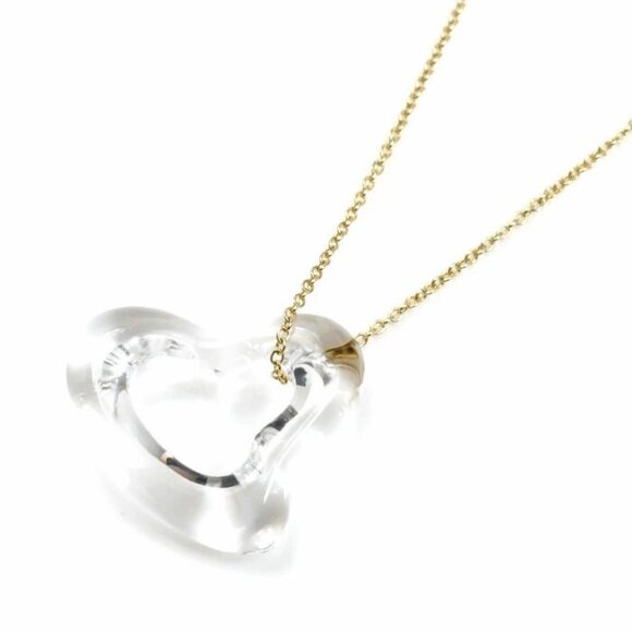 Tiffany & Co. Open Heart Crystal Necklace 17" 18k Yellow Gold Peretti Auth #0-20 - Picture 2 of 6